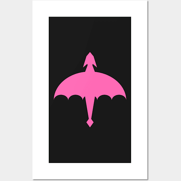 Hot Pink Simple Dragon Design Wall Art by LuckDragonGifts